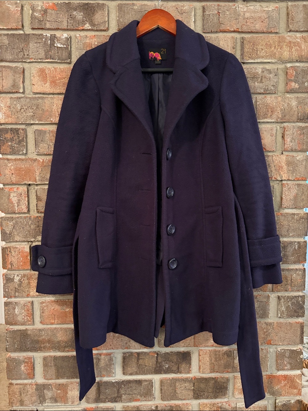 Forever 21 Plum Belted Wool-Blend Coat